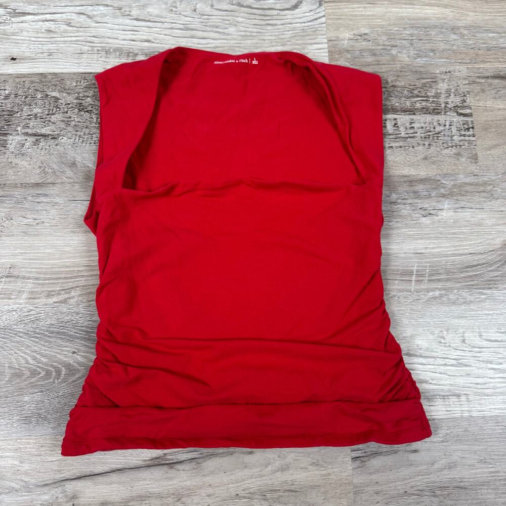 Abercrombie & Fitch Red Ruched Tank Top Stretch Fitted Y2K Date Night Large